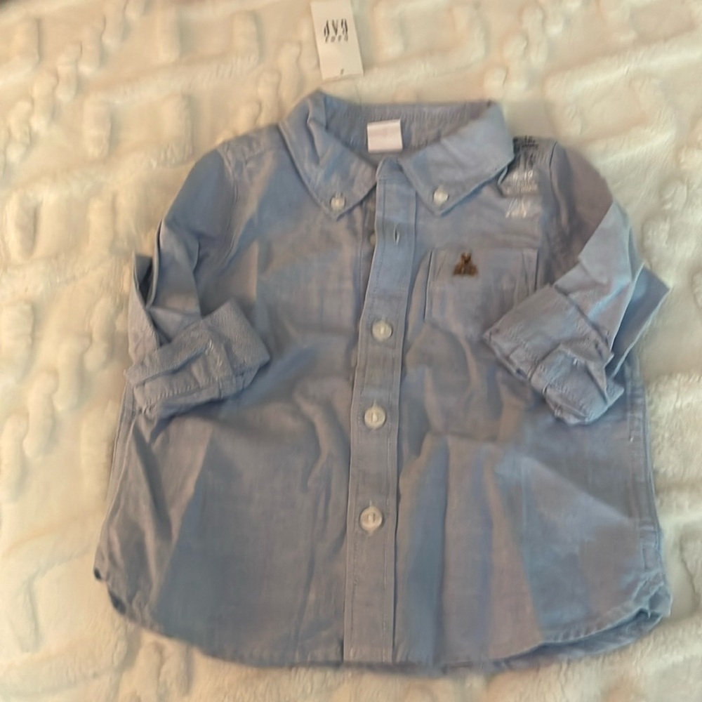 Baby gap denim look long sleeves button up dress shirt